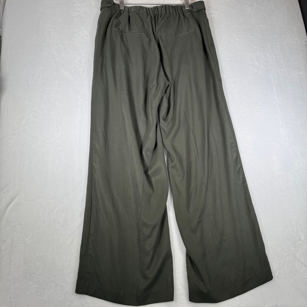 Banana Republic NWT Tencel Wide Leg Pants Large Steel Green 851760 Gray Highrise - Picture 2 of 11